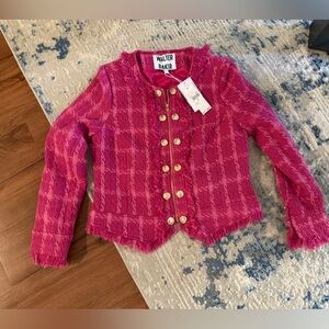 Walter Baker Fuchsia Tweed Blazer with Gold Accents NWT